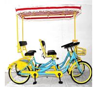 Taxi turístico a pedales de dos asientos y cuádruple for áreas pintorescas, salidas familiares y recorridos en grupo, carrito turístico de dos filas for cuatro personas(F)