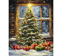 Taxpy 11Ct Kit Punto De Cruz Con Hilos Y Tel Impresa Árbol De Navidad Con Regalos Brillantes 40X50Cm Cuadros En Bordar Punto De Cruz Kit Bordado Completo Esquemas Cross Stitch Embroidery Para Prin