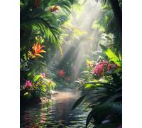 Taxpy 11CT Paisaje Tropical Diy Punto De Cruz Kit Completo Plantas Y Flores Kit De Bordado Para Adultos. Incluye Hilos Para Bordar Y Otros Suministros Para Punto De Cruz. 30x40cm