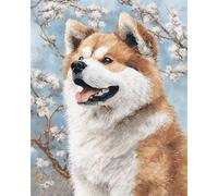 Taxpy Diy Cuentas Para Bordar Animal Perro Akita Kit De Punto De Aguja Para Bordado De Cuentas,Juego De Manualidades,Herramientas,Kits De Punto De Cruz Para Pasatiempos 60x80cm