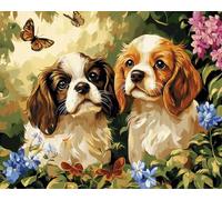Taxpy Diy Cuentas Para Bordar Dos Perros Animales Kit De Bordado De Cuentas Para Principiantes,Juego De Costura De Punto De Cruz 60x80cm