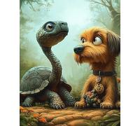 Taxpy Diy Cuentas Para Bordar Perro Y Tortuga De Dibujos Animados Bordado De Cuentas De Mosaico,Kits De Punto De Cruz Hechos A Mano,Regalo Para Amigos 60x80cm
