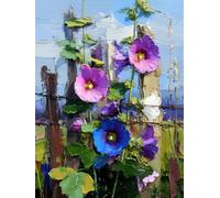 Taxpy Diy Cuentas Para Bordar Pintura Al Óleo De Flores Silvestres Moradas Paquete De Materiales Para Bordado De Cuentas,Adorno Fotográfico Estereoscópico Hecho A Mano,Regalo 60x80cm