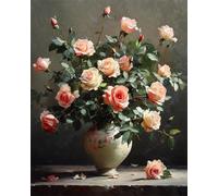 Taxpy Diy Cuentas Para Bordar Rosas En Un Jarrón Kit De Bordado A Mano De Punto De Cruz De Cuentas,Decoración Artística Con Aguja 60x80cm