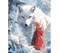 Taxpy Diy Kit De Punto De Cruz Con Cuentas Animal De Lobo Blanco De Dibujos Animados Kit De Bordado De Cuentas,Manualidades,Patrón De Abalorios,Kits De Costura,Decoración Del Hogar 60x80cm