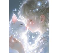 Taxpy Diy Kit De Punto De Cruz Con Cuentas Chicas Y Animales De Anime Bordado De Cuentas De Mosaico,Kits De Punto De Cruz Hechos A Mano,Regalo Para Amigos 30x40cm