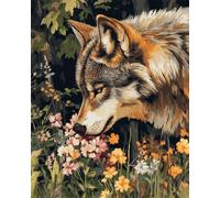 Taxpy Diy Kits De Bordado Con Cuentas Animales Y Flores De Lobo Kit De Bordado De Cuentas Para Principiantes,Juego De Costura De Punto De Cruz 60x80cm