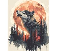 Taxpy Diy Kits De Bordado Con Cuentas Los Timberwolves Y La Luna Kit De Bordado De Cuentas Para Principiantes,Juego De Costura De Punto De Cruz 60x80cm