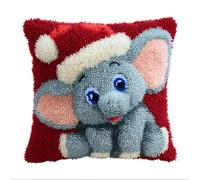 Taxpy Kit De Alfombras Con Gancho De Pestillo 3D Bebé Elefante Con Un Gorro Navideño Latch Hook Manualidades Kits Diy Kit De Punto De Cruz Fabricación Para Adultos Niños Decoración Del Hogar 43X43
