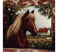 Taxpy Kit De Alfombras Con Gancho De Pestillo 3D Granja De Caballos Latch Hook Manualidades Kits Diy Kit De Punto De Cruz Fabricación Para Adultos Niños Decoración Del Hogar 43X43Cm