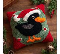 Taxpy Kit De Alfombras Con Gancho De Pestillo 3D Pequeño Pato Negro Con Un Sombrero De Navidad Latch Hook Manualidades Kits Diy Kit De Punto De Cruz Fabricación Para Adultos Niños Decoración Del H