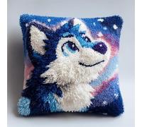 Taxpy Kit De Alfombras Con Gancho De Pestillo 3D Un Pequeño Lobo Mirando Hacia El Cielo Estrellado. Latch Hook Manualidades Kits Diy Kit De Punto De Cruz Fabricación Para Adultos Niños Decoración