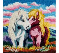 Taxpy Kit De Almohada De Gancho De Pestillo De Bricolaje,Pony 43 X 43 Cm Kit De Alfombra Preimpreso,Funda De Cojín Bordada De Punto De Cruz Para Decoración Del Sofá Del Hogar