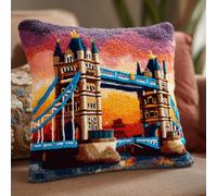 Taxpy Kit De Cojín Con Gancho De Pestillo,City Bridge Juego De Bordado De Alfombras,Patrón De Lona De Ganchillo,Manualidades Para Adultos Y Principiantes,17 X 17 Pulgadas