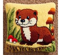 Taxpy Kit de cojín de con gancho de pestillo, animal juego de bordado de alfombra, patrón de lona de ganchillo, manualidades, adultos y principiantes, 43x43cm