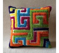 Taxpy Kit De Cojín De Con Gancho De Pestillo,Laberinto Colorido Juego De Bordado De Alfombras,Patrón De Lona De Ganchillo,Manualidades Para Niños,Adultos Y Principiantes,17 X 17 Pulgadas