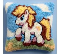 Taxpy Kit De Cojín De Con Gancho De Pestillo,Pony Juego De Bordado De Alfombras,Patrón De Lona De Ganchillo,Manualidades Para,Adultos Y Principiantes,17 X 17 Pulgadas