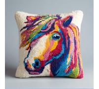 Taxpy Kit De Cojín De Con Gancho De Pestillo,Pony Juego De Bordado De Alfombras,Patrón De Lona De Ganchillo,Manualidades Para Adultos Y Principiantes,17 X 17 Pulgadas