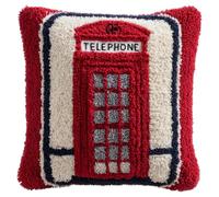 Taxpy Kit De Cojín De Con Gancho De Pestillo,Teléfono Rojo De Londres Juego De Bordado De Alfombras,Patrón De Lona De Ganchillo,Manualidades Para,Adultos Y Principiantes,17 X 17 Pulgadas