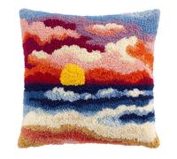 Taxpy Kit de gancho de pestillo, Paisaje de playa Kits de Gancho de Ganchillo de Alfombra, Kit de Fabricación de Alfombras para Entrantes para Principiantes Adultos,43x43cm