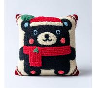 Taxpy Kits De Gancho De Pestillo Para Adultos - Osito Con Gorro De Papá Noel Kit De Almohada De Gancho De Pestillo, Kit De Hilo De Ganchillo Para Principiantes, Funda De Manualidades De Costura Co