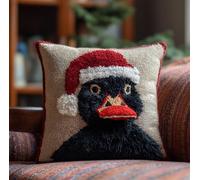 Taxpy Kits De Gancho De Pestillo Para Adultos - Pequeño Pato Negro Con Gorro De Papá Noel Kit De Almohada De Gancho De Pestillo, Kit De Hilo De Ganchillo Para Principiantes, Funda De Manualidades