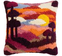 Taxpy Kits de ganchos de pestillo para adultos, Árboles y paisaje kits de almohada de gancho de pestillo, kit de hilo de ganchillo para principiantes, costura con lienzo 43x43cm