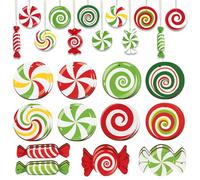 TAXTYHRE 24 Piezas Adornos Colgantes Navidad Madera, Decoraciones para Árbol de Navidad, Adornos Navideños de Caramelo, para Navideño Decoración Casa, Fiesta Decoración Regalos