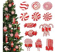 TAXTYHRE 24 Piezas Adornos Colgantes Navidad Madera, Decoraciones para Árbol de Navidad, Adornos Navideños de Bastón Caramelo, para Navideño Decoración Casa, Fiesta Decoración Regalos