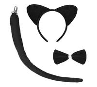 TAXTYHRE 3 Piezas Disfraz de Gato Niña, Disfraz Gato Niños, Diadema Orejas de Gato, Cola de Gato y Pajaritas, Conjunto de Cosplay de Gato, para Niños Halloween Carnaval Fiesta