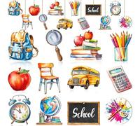 TAXTYHRE Adorno Madera Colgante, 24 Piezas Decoración de Regreso a Clases, Adornos Colgantes de Madera de Colores, Decoración del Primer día de Clase, para Aula, Oficina, Jardines al Aire Libre(A)