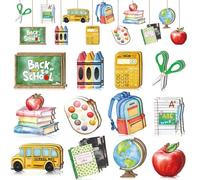 TAXTYHRE Adorno Madera Colgante, 24 Piezas Decoración de Regreso a Clases, Adornos Colgantes de Madera de Colores, Decoración del Primer día de Clase, para Aula, Oficina, Jardines al Aire Libre(C)