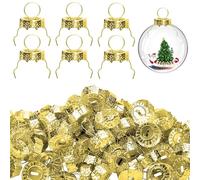 TAXTYHRE Adornos Navidad, 50 Piezas Tapas Redondas para Adornos Navideños, Tapas de Adorno de Repuesto de Navidad, para Bolas Navideñas Vidrio Porcelana, 20 mm, Doradas