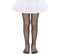 TAXTYHRE Medias de Rejilla para Niñas, Medias Brillantes Niñas, Medias Purpurina Niña, Medias Malla Niña, para Fiesta de Halloween, Ballet, Escuela de Baile, Pantimedias(Negro)