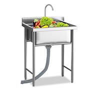 TAXXII Conjunto de Fregadero Exterior, Independiente, de Acero Inoxidable, con un Solo Seno y Grifo, Lavabo Auxiliar para preparación y Uso General, Ideal para cocinas de restaurantes, la