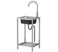TAXXII Fregadero Comercial de Acero Inoxidable - De pie, Cuadrado, con un Solo Seno y Grifo, Ideal para cocinas Exteriores, Jardines, Bares y restaurantes. Fácil de Limpiar.