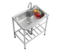 TAXXII Fregadero Comercial de Acero Inoxidable de un Solo Seno, Independiente, para Uso General en cocinas, lavanderías, baños, Casas de Campo y Patios Exteriores. Duradero y portátil.