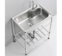 TAXXII Fregadero Comercial de Acero Inoxidable, Fregadero de Cocina Independiente de un Solo Seno con Grifo de Agua fría, portátil para Uso Interior y Exterior, lavadero (Plateado, 68x44c