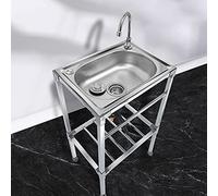 TAXXII Fregadero Comercial de Acero Inoxidable Independiente de un Solo Seno, portátil, con Grifo, para Exteriores, Interiores, lavandería, Patio Trasero y Restaurante (53x38x83cm)
