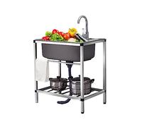 TAXXII Fregadero Comercial de Acero Inoxidable para Restaurante, Independiente, con escurridor y Grifo. Ideal para Exteriores, Interiores, garajes, lavaderos y Cuartos de Servicio. Durade