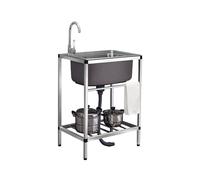 TAXXII Fregadero Comercial, Fregadero Individual de Acero Inoxidable, Independiente, con escurridor, para Cocina, Restaurante, con Estante de Almacenamiento, para lavandería, Garaje, Inte