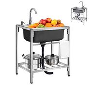 TAXXII Fregadero Comercial portátil de un Solo Seno con Grifo - Bañera utilitaria Independiente para Interiores/Exteriores, Ideal para Garaje, sótano, habitación y preparación de alimento