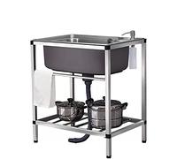 TAXXII Fregadero de Acero Inoxidable, Fregadero Comercial de Cocina con Soporte, grifos de Agua fría y Caliente Independientes para Interiores y Exteriores (tamaño: Paquete B, Color sin g
