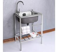 TAXXII Fregadero de Acero Inoxidable para Exteriores, Fregadero Individual utilitario para Lavar Ropa, Fregadero de Limpieza para cocinas comerciales con Grifo y escurridor, Fregadero por