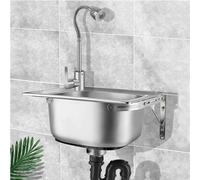 TAXXII Fregadero de Acero Inoxidable para Montaje en Pared con Grifo, cubeta Individual, Grueso, para cocinas comerciales, restaurantes, hoteles y garajes, fácil de Limpiar (45x39x20cm, g