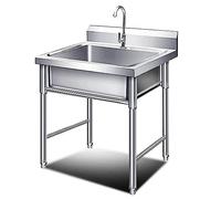 TAXXII Fregadero de Catering de 50/60 cm, Fregadero Independiente de Acero Inoxidable, Unidad Comercial de un Solo Seno, Unidad utilitaria Independiente con Soporte para lavandería, garaj