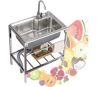 TAXXII Fregadero de Catering, Fregadero Independiente de Acero Inoxidable, Unidad Comercial de un Solo Seno, Unidad utilitaria Independiente con Soporte para lavandería, Garaje, Interior