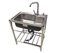 TAXXII Fregadero de Cocina Comercial de Acero Inoxidable, Fregadero utilitario Independiente con Grifo para restaurantes, lavanderías, garajes, Uso Interior y Exterior, 0,8 mm de Grosor,