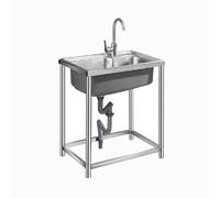 TAXXII Fregadero de Cocina Comercial, Fregadero de Acero Inoxidable de un Solo Seno para Restaurante, Fregadero utilitario Independiente con Grifo, 1 Compartimento para jardín Exterior.