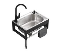 TAXXII Fregadero de Cocina de Acero Inoxidable, de Pared con escurridor, Independiente, con encimera y estantes de Almacenamiento para Interior y Exterior (50 * 40 cm).